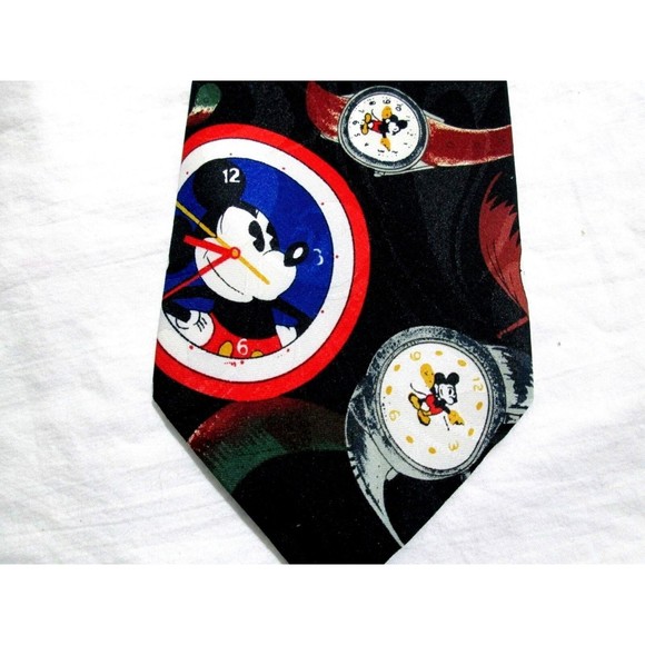Mickey Mouse Disney Tie Black/Red/Yellow Clock Watch Pattern Accessories - Picture 7 of 7